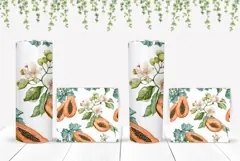 Watercolor Papaya Tumbler Design, Papaya Fruit Tumbler PNG Product Image 2