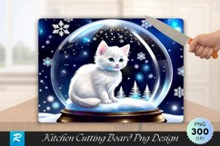 Fluffy Kitten in a Snow Globe Cutting Board PNG Product Image 1
