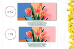 Pink Orange Tulips Mug Wrap, Flowers Mug PNG, Abstract Mug Product Image 2