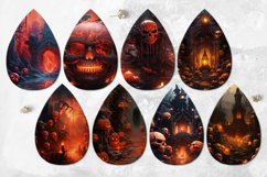 Halloween with lava | 8 Teardrop earring sublimation designs Product Image 2