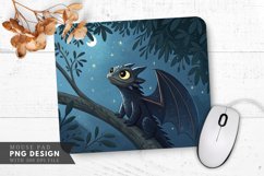 Curious Night Dragon Perched on a Tree Branch Mouse Pad PNG Product Image 1