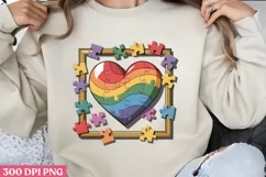Rainbow Heart Autism PNG, Autism Sublimation PNG Product Image 3