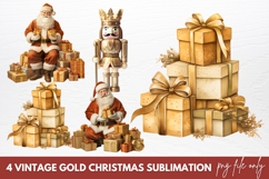 Vintage Gold Christmas Sublimation Clipart Product Image 1