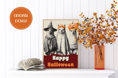 Cartoon Halloween Greeting Card, Halloween Lama Wall Art Product Image 2