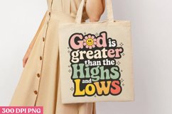 God is greater than the highs and lows PNG, Retro Christian Product Image 2