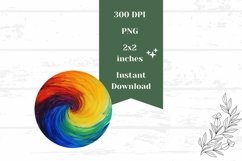 Colorful Round Earrings, Rainbow Swirl Sublimation Earring Product Image 2