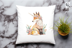 Unicorn Fox Watercolor Clipart Sublimation PNG Product Image 3