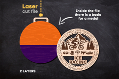 Ice Racing Sport Medal SVG laser cut files for Glowforge Product Image 2