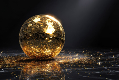Luxury Gold Disco Ball on Black Background Product Image 1
