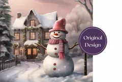 Christmas Tumbler Wrap Design, Cute Snowman Tumbler PNG Product Image 2