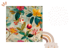 Cartoon Flowers Pillow PNG, Rustic Pillow Case Sublimation Product Image 2