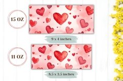Cartoon Hearts Mug Wrap, Red Love Hearts Mug Template Product Image 2