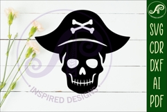 Pirate jolly roger silhouette laser cut outs SVG file Product Image 2