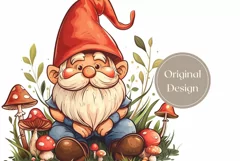 Watercolor Gnome Tumbler Design, Fall Mushrooms Tumbler PNG Product Image 2
