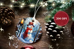 Christmas Snowman Ornament, Christmas Snowman Product Tag Product Image 2