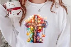 Christmas Cross Watercolor Clipart, Jesus Christ Clipart Product Image 2