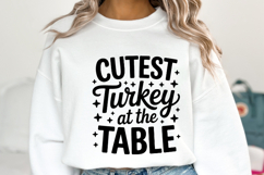 Cutest Turkey at the taqble Svg | Thanksgiving | Shirt Svg Product Image 1