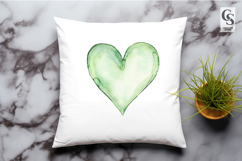 Green Watercolor Heart Clipart Sublimation PNG Product Image 2