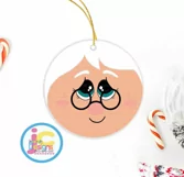 Santa Claus, Mrs Claus faces, christmas round sign svg Product Image 2