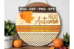 Hello Autumn Round Door Sign SVG | Layered Fall File Product Image 1