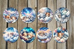 Sleeping baby animals | 8 nursery Sublimation round earring Product Image 2