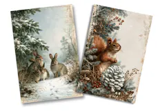 Winter Squirrel Woodland Junk Journal Pages Product Image 2