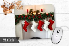 Stockings by Christmas Fireplace Mouse Pad PNG Design Product Image 1