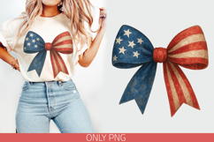 4th of July PNG | USA Flag Bow Clipart | Sublimation Design Product Image 1