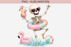 Summerween Skeleton Pool Party Clipart PNG, Tropical Goth Product Image 3