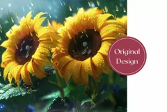 Sunflowers Tumbler Sublimation, Water Drops Tumbler Wrap Product Image 2
