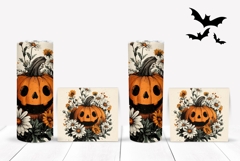 Floral Halloween Pumpkin Tumbler, Spooky Tumbler Template Product Image 2