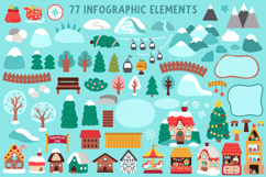 Christmas village map creator. Winter clipart and scenes kit Product Image 2