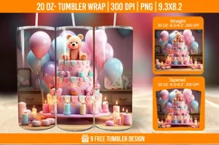 Cute Birthday Tumbler Wraps, Sublimation Wrap Product Image 1