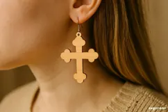 Christian Cross Earrings Laser Cut | Jewerly SVG | SVG Product Image 1