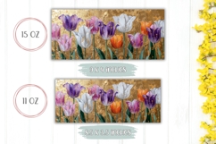 Colorful Tulips Mug Wrap, Gold Mug, Flowers Mug Design Product Image 2