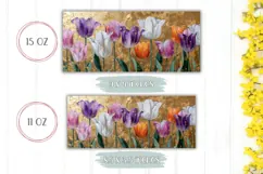 Colorful Tulips Mug Wrap, Gold Mug, Flowers Mug Design Product Image 2