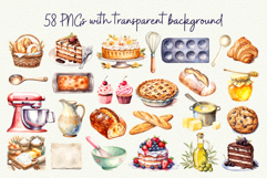 Cute Cottage Baking Watercolor Clipart Bundle Product Image 2