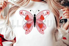 Pink Butterfly With Red Hearts Vector Illustration Design Product Image 2