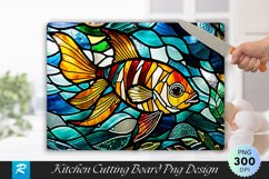 Stained Glass Fish Cutting Board Sublimation Design Product Image 1