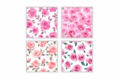 Watercolor Pink Rose Flower Digital Paper Product Image 2