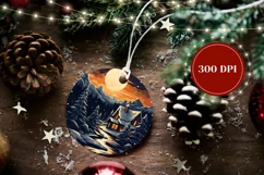 Winter House Ornament Sublimation, Winter Village Ornament Product Image 2