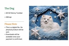 White Dog Skinny Tumbler Wrap Sublimation PNG Product Image 2