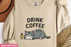 Drink Coffee PNG, Funny Cat Sublimation Product Image 3