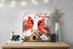 Christmas Cardinal Pillowcase, Merry Christmas Pillow Case Product Image 2