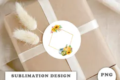 Watercolor Autumn Pumpkins Gold Frame png Product Image 2