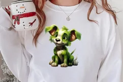 Green Christmas Dog Clipart Sublimation, Christmas Dog PNG Product Image 2