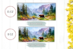 Watercolor Landscape Mug Design, Forest Bear Mug Wrap Product Image 2