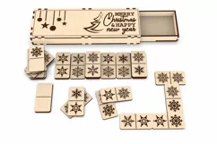 Dominoes with box, Christmas kids toy, Christmas lasercut Product Image 1
