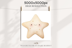 Watercolor Children Moon Stars Smiling Toddler Kids Clipart Product Image 3