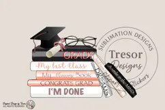 Graduation Books PNG Grad Cap School Glam Design Art Product Image 1